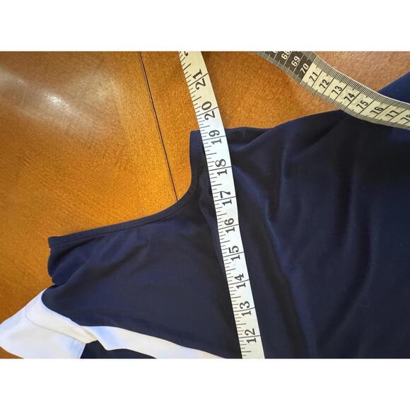 MSK Sleeveless Navy Blue and White Dress, Size L - Picture 3 of 5